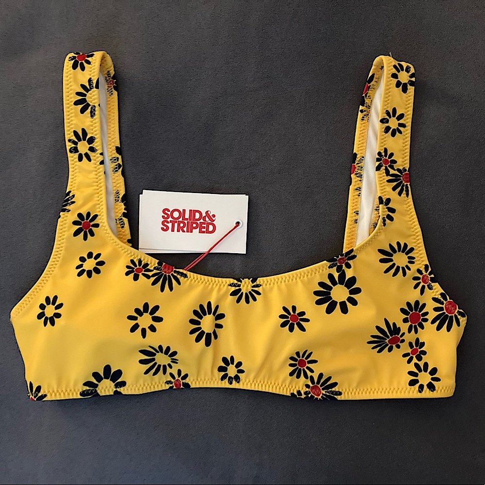 NWT Solid & Striped Yellow Daisy Elle Bikini Top - S